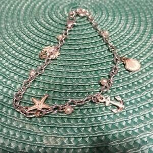 Rare Brighton Shell Starfish Fish Crab Charm Bracelet Adjustable Silver Gold
